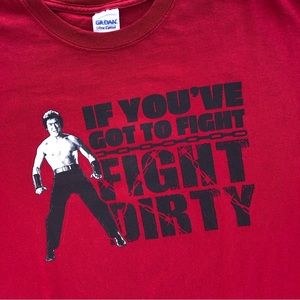 Vtg Sonny Chiba Street Fighter Fight Dirty Graphic Red Tee - Size XL